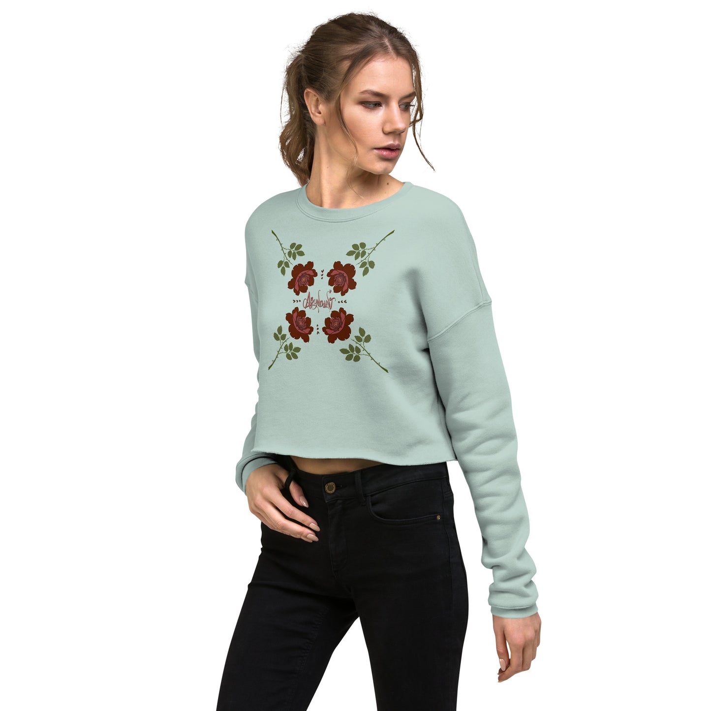 "Abundant Roses" Crop Sweatshirt