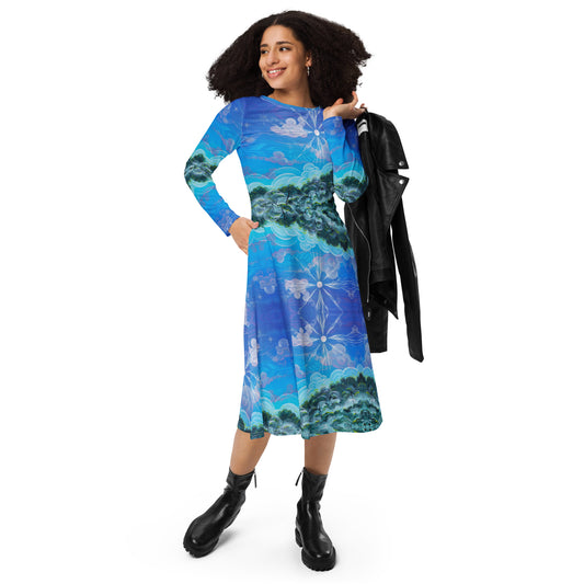 "Santa Lucia" All-Over Midi Dress