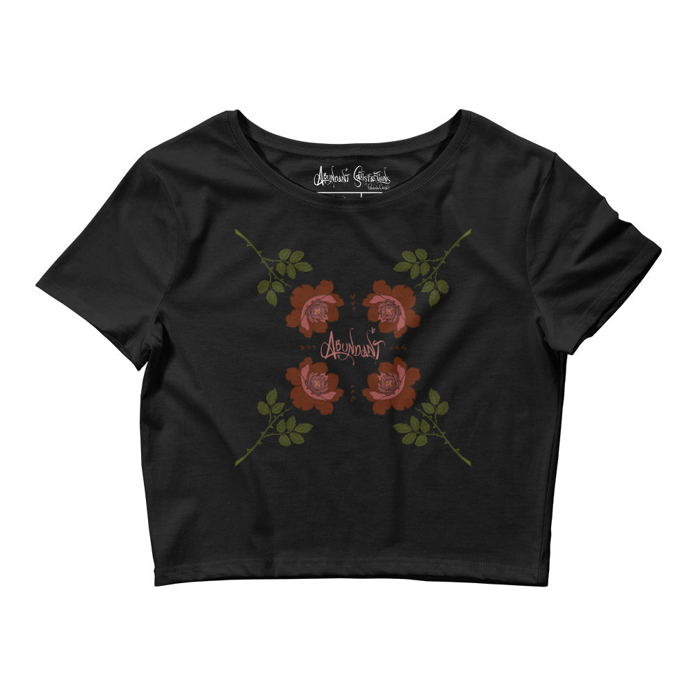 "Abundant Roses" Crop Tee