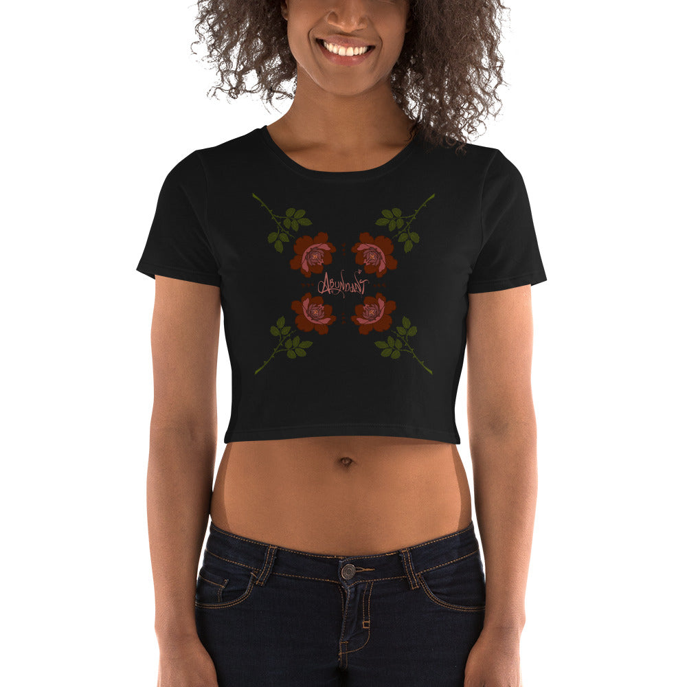 "Abundant Roses" Crop Tee