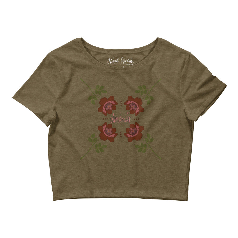 "Abundant Roses" Crop Tee