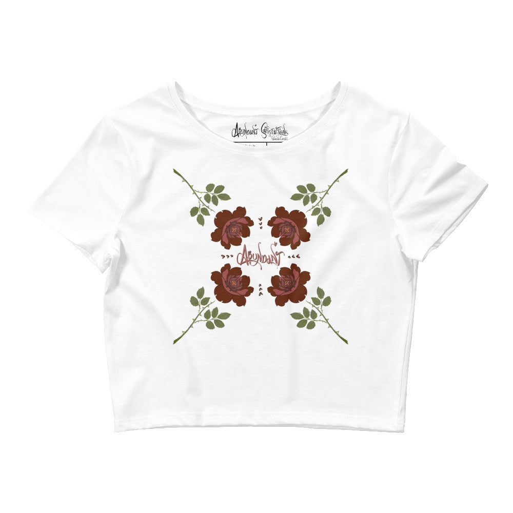"Abundant Roses" Crop Tee